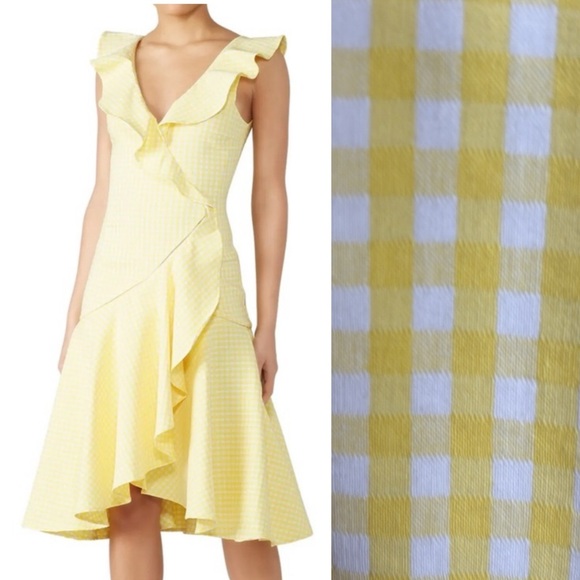 Jonathan Simkhai yellow and white plaid sleeveless dress - Picture 1 of 13